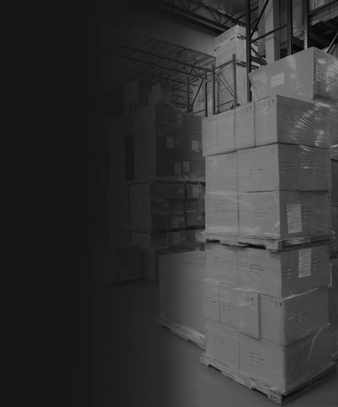 Pallets of boxed inventory in a US warehouse